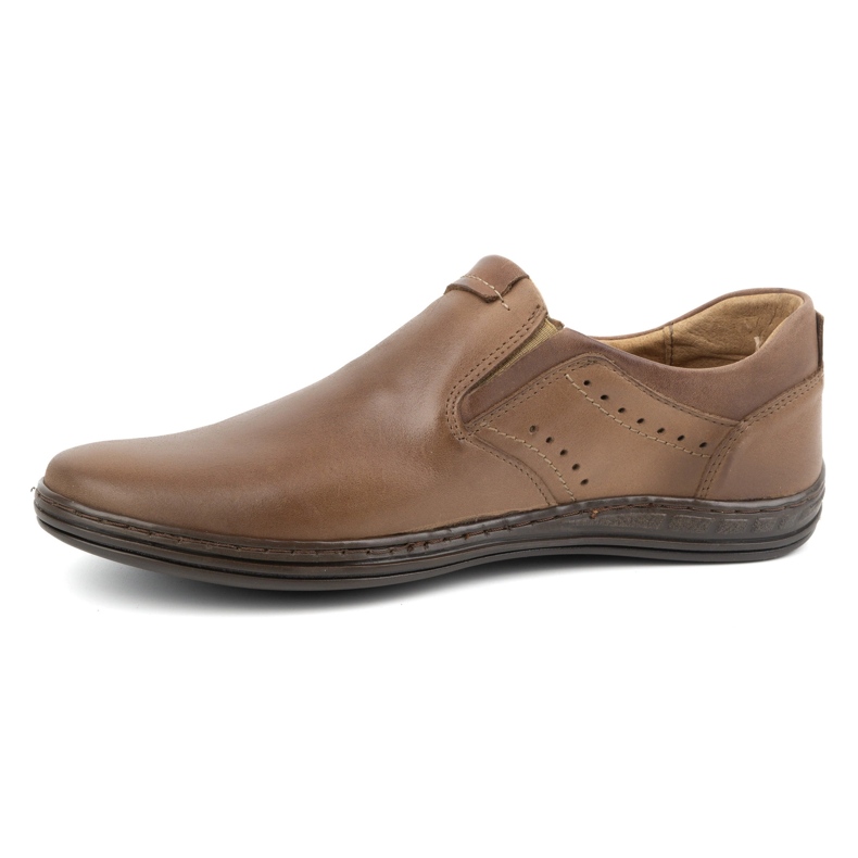 Chaussures slip-on en cuir pour hommes POLBUT 401 marron brun 1