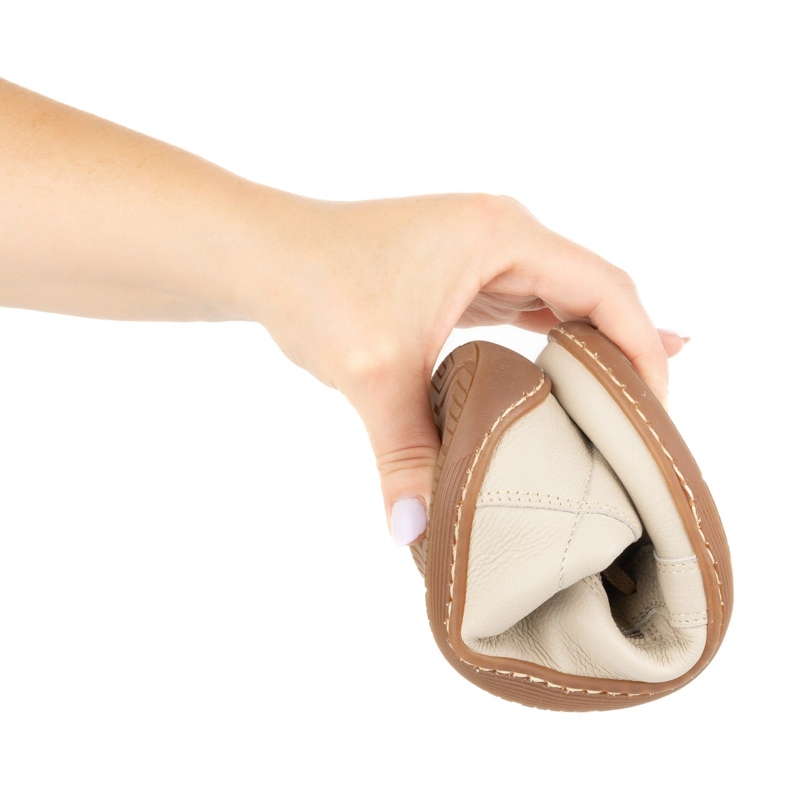 Olivier Chaussures minimalistes en cuir pieds nus pour femme modèle 1243, beige 2