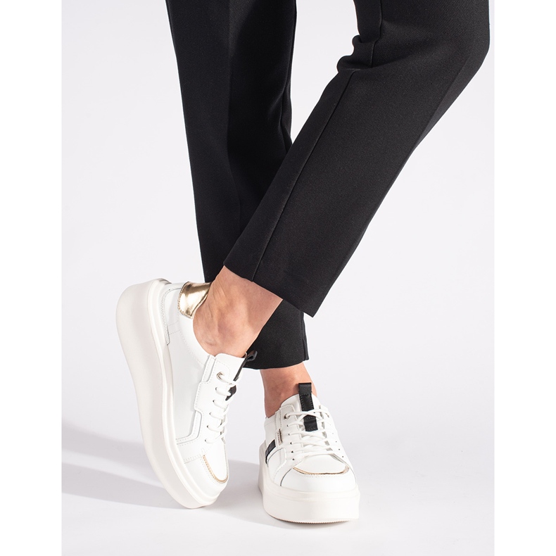 Baskets à plateforme en cuir blanc 1