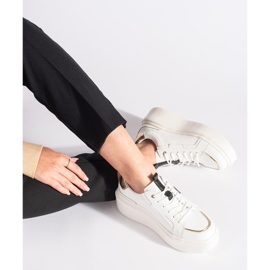 Baskets à plateforme en cuir blanc 2