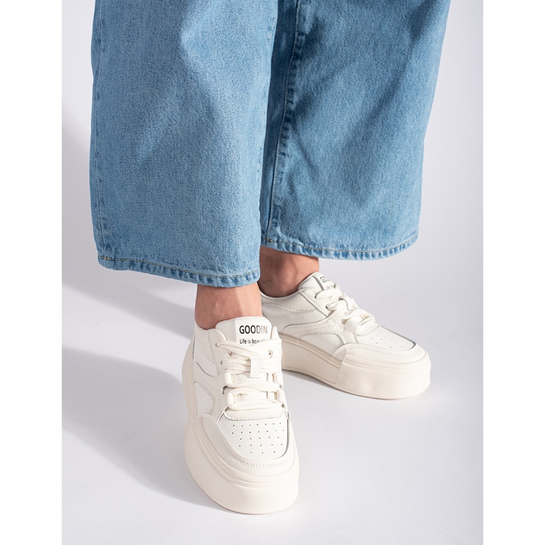 Chaussures de sport blanches pour femmes à semelle haute 1