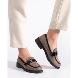 Mocassins femme en daim avec boucle beige 2