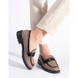 Mocassins femme en daim avec boucle beige 1