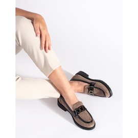 Mocassins femme en daim avec boucle beige 3