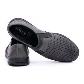 Olivier Chaussures mocassins homme en cuir pour l'été 713MP gris 3