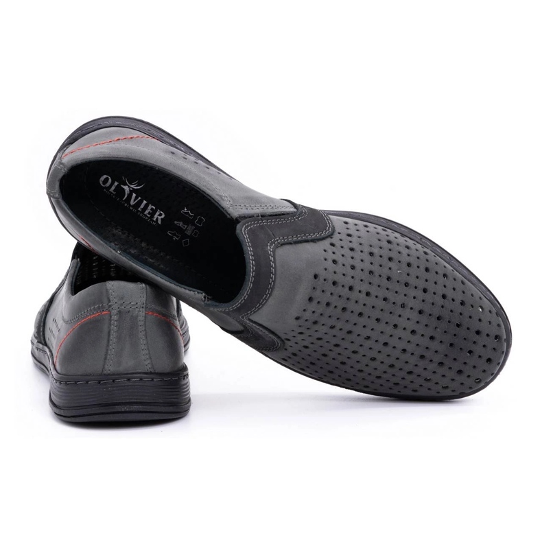 Olivier Chaussures mocassins homme en cuir pour l'été 713MP gris 3