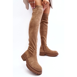 Evento Bottes de genou d'aspect pour femmes beige 2