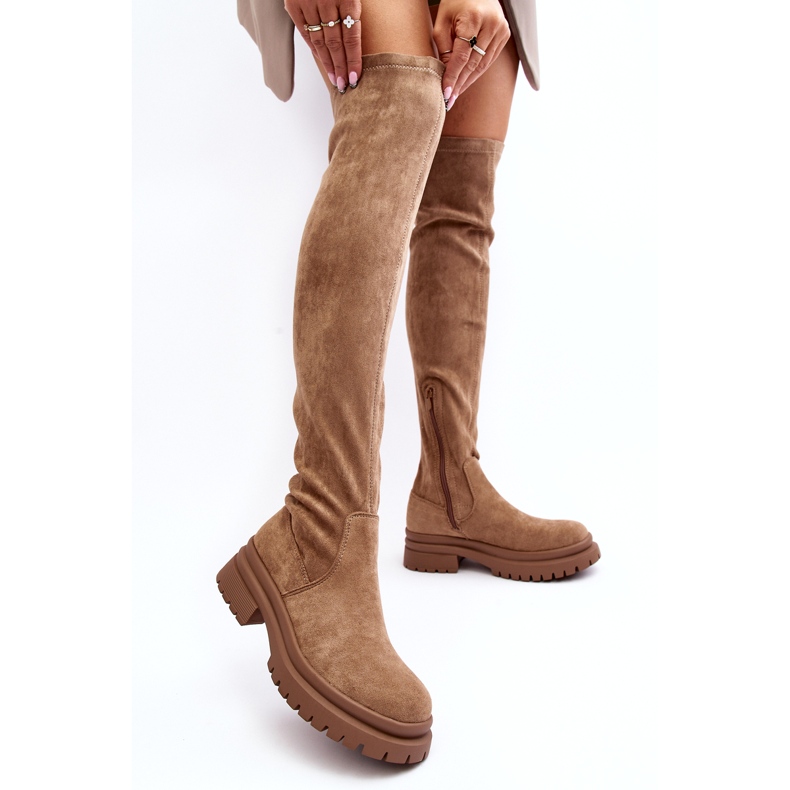 Evento Bottes de genou d'aspect pour femmes beige 2