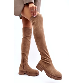 Evento Bottes de genou d'aspect pour femmes beige 3