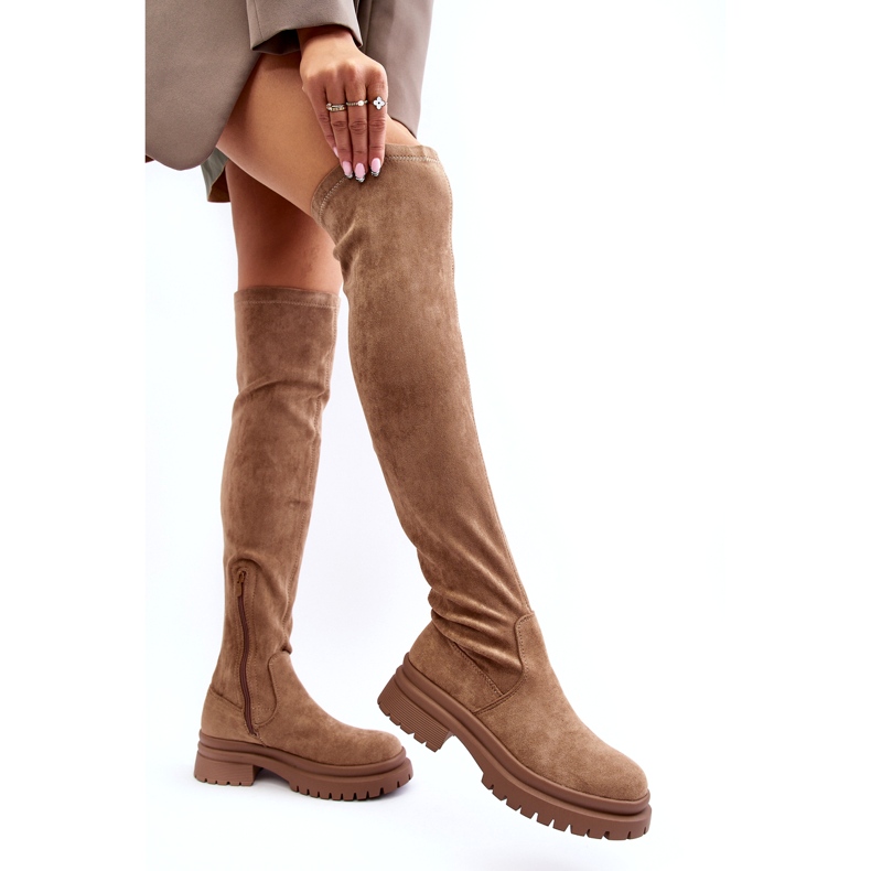 Evento Bottes de genou d'aspect pour femmes beige 3