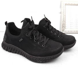Chaussures slip-on noires pour femmes, imperméables et confortables, Rieker M5352-00 1