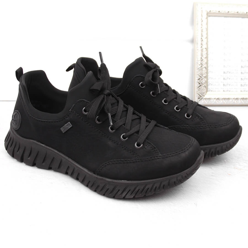 Chaussures slip-on noires pour femmes, imperméables et confortables, Rieker M5352-00 le noir 1