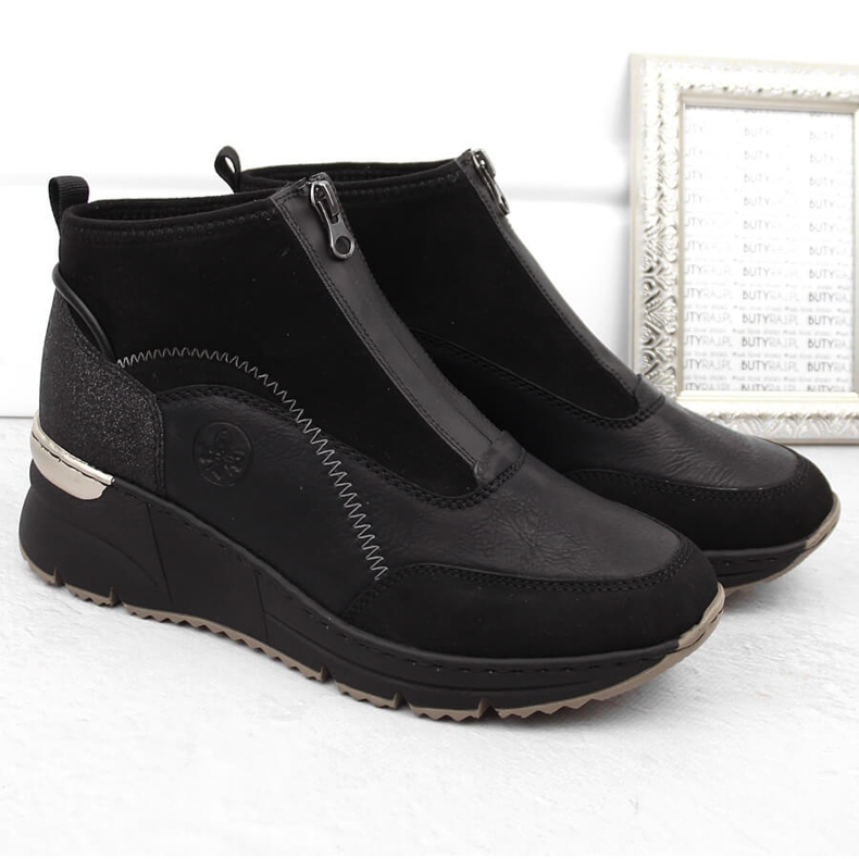 Baskets bottes noires pour femmes Rieker N6361-00 2
