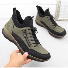 Chaussures confortables pour femmes, baskets vertes Rieker N32G3-54 1