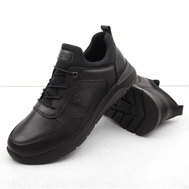 Chaussures à enfiler noires confortables en cuir pour hommes Rieker 39653-00 2