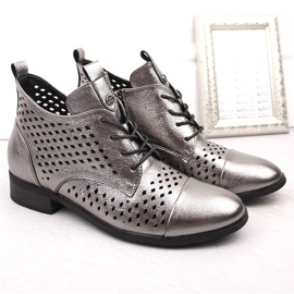 Bottines ajourées argentées femme Potocki SZ12091 2
