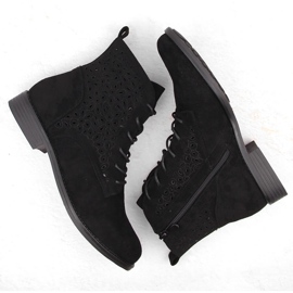 Bottines ajourées en daim pour femme, noires S.Barski HY42-136 le noir 3