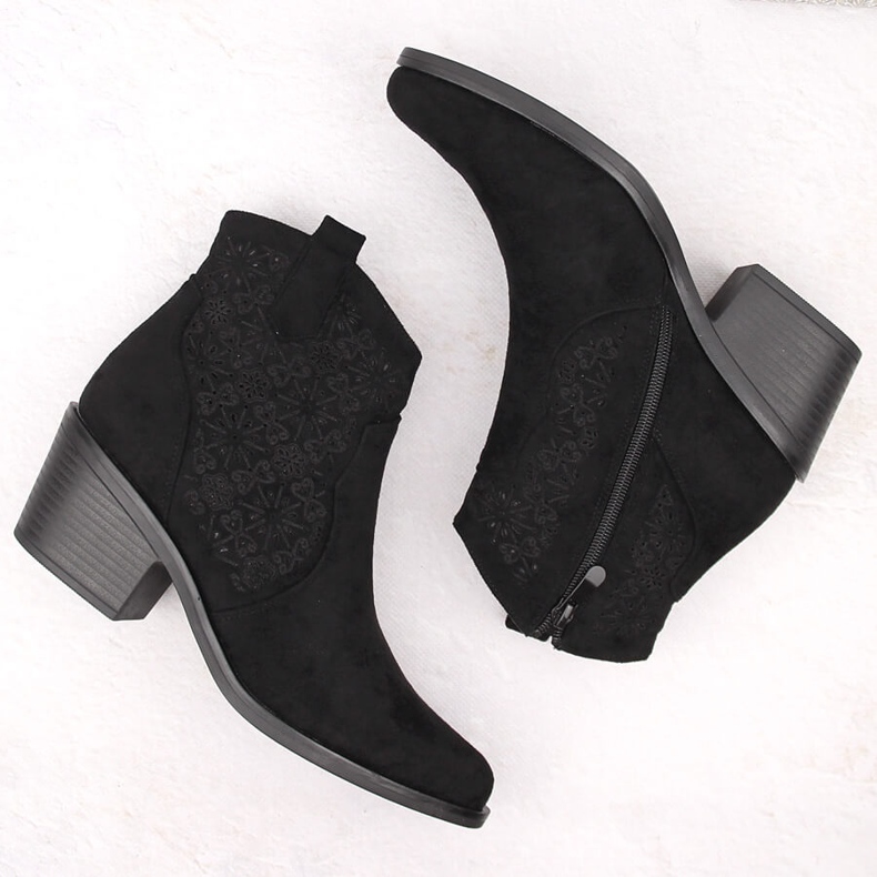 Santiags femme suède ajouré noir S.Barski HY42-944 le noir 2