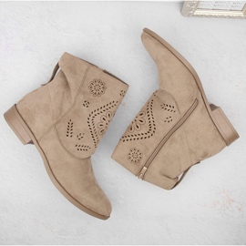 Bottines ajourées en daim pour femme, beige Jezzi MAM65-106 3