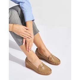 Mocassins marron ajourés à cale basse brun 3