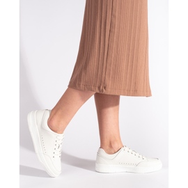 Baskets en cuir blanc à plateforme haute blanche 1