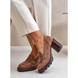 Chaussures à talons hauts pour femmes en daim écologique marron Vinceza 58105 brun 1