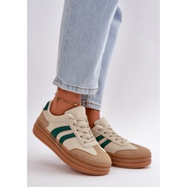 Baskets Plateformes Femme Beige et Vert Nesonice 2