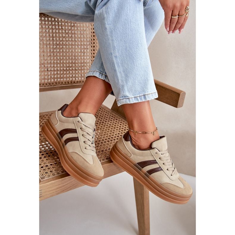 Baskets à plateforme pour femmes marron Nesonice brun 1