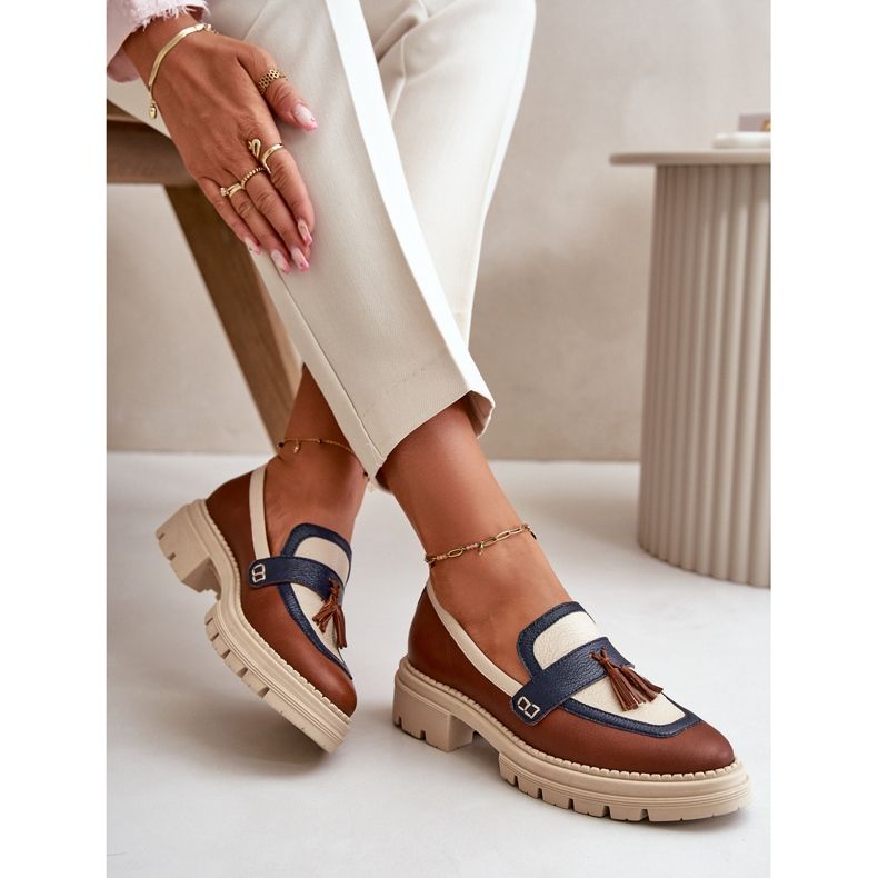 Mocassins en cuir pour femmes marron Laura Messi 2835 brun 2 Mocassins en cuir pour femmes marron Laura Messi 2835 brun 2