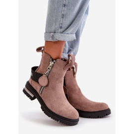 Bottines isolées à fermeture éclair pour femme, beige foncé Calvaro 1 Bottines isolées à fermeture éclair pour femme, beige foncé Calvaro 1