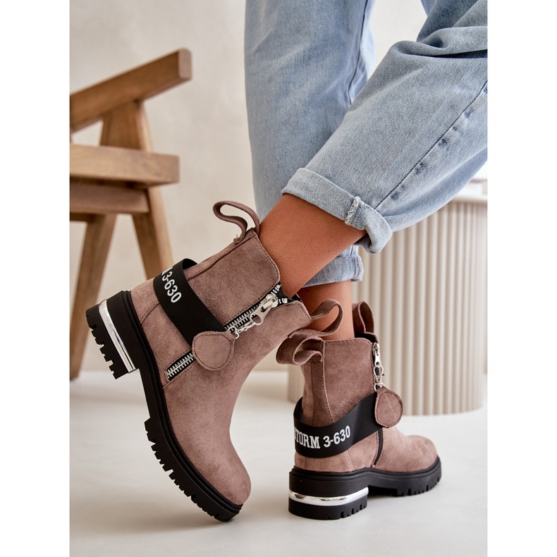 Bottines isolées à fermeture éclair pour femme, beige foncé Calvaro 2 Bottines isolées à fermeture éclair pour femme, beige foncé Calvaro 2