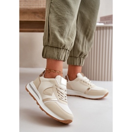 Baskets en cuir écologique pour femmes Beige Velaniela 2