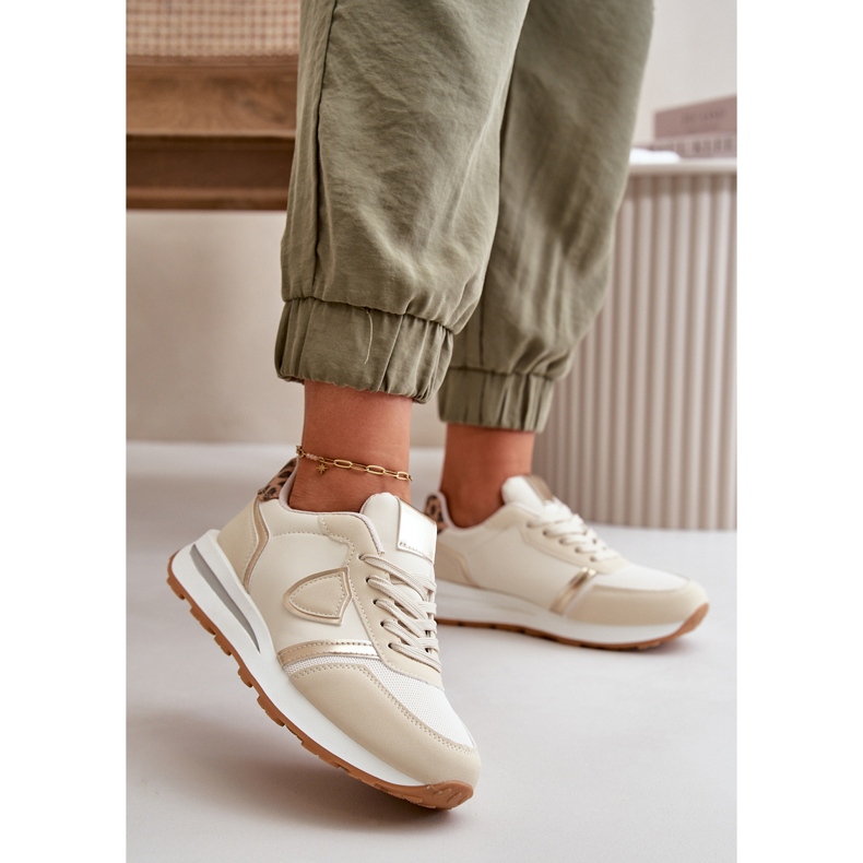 Baskets en cuir écologique pour femmes Beige Velaniela 2