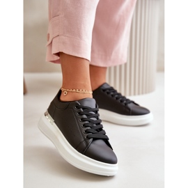 Baskets basses à plateforme pour femmes en cuir écologique, noir Nevelena le noir 2