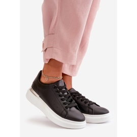 Baskets basses à plateforme pour femmes en cuir écologique, noir Nevelena le noir 1