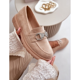 Mocassins Femme En Daim Eco Avec Décoration, Wistera Beige 1