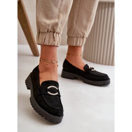 Mocassins Femme En Daim Eco Avec Détails Brillants Noir Avellina 2