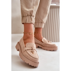Mocassins Femme Eco Daim Avec Décoration Beige Verindalle 2