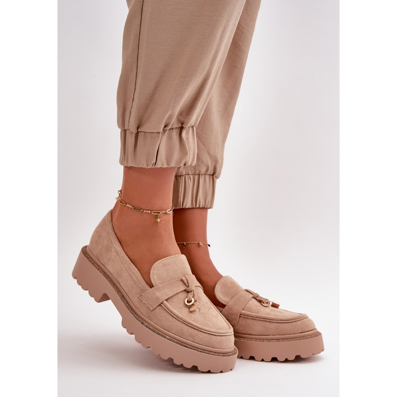 Mocassins Femme Eco Daim Avec Décoration Beige Verindalle 1