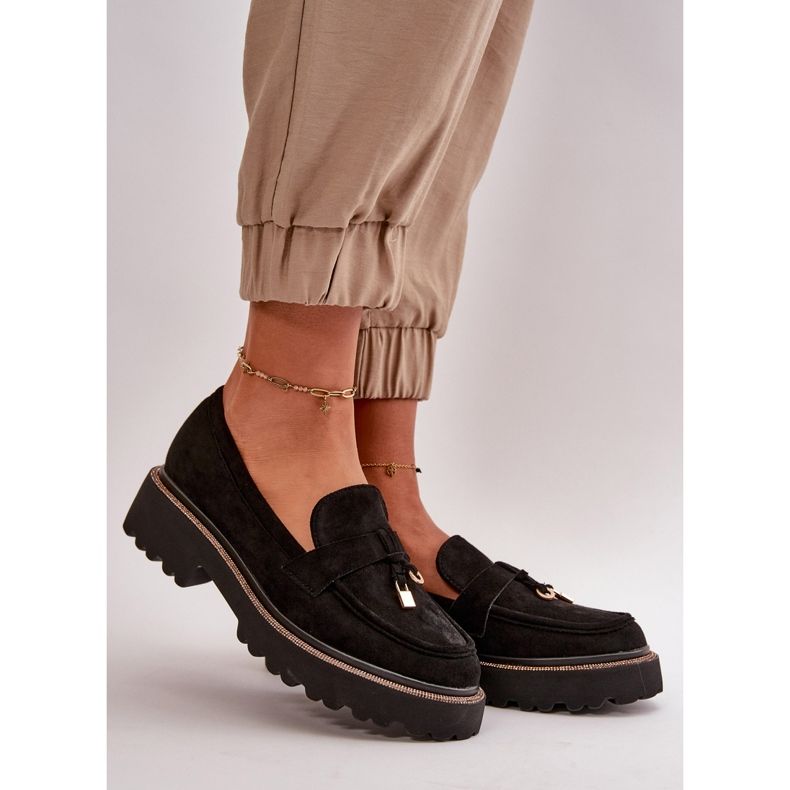 Mocassins Femme Eco Daim Avec Décoration Noir Verindalle 1