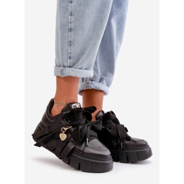 Baskets en cuir pour femmes sur plateforme noir CheBello 4568 le noir 1