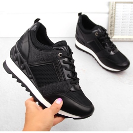 Chaussures de sport compensées noires pour femmes Vinceza 10733 1