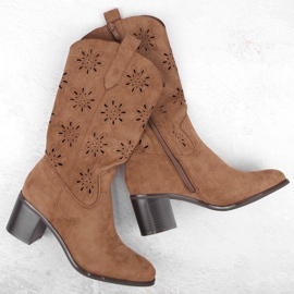 Bottines femme en daim ajouré, marron, Jezzi RMR2337-11 brun 1