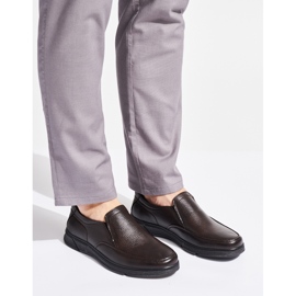 Mocassins marron pour hommes en cuir écologique brun 1 Mocassins marron pour hommes en cuir écologique brun 1