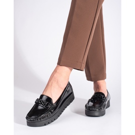 Goodin Chaussures vernies pour femme à semelle épaisse noir 1