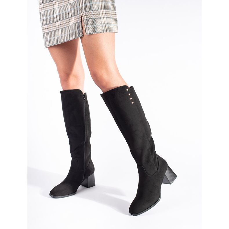 Bottines à talons en daim noir 2