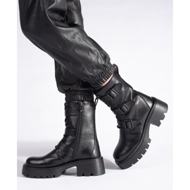 Bottes de travail hautes pour femmes noires à boucles le noir 1