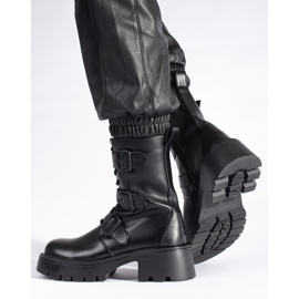 Bottes de travail hautes pour femmes noires à boucles le noir 2