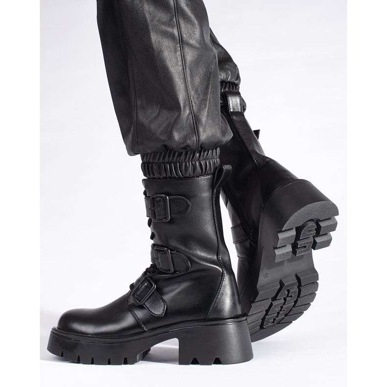Bottes de travail hautes pour femmes noires à boucles 2