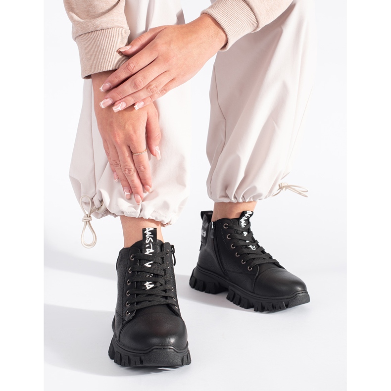 Bottines à lacets femme Sergio Leone noires 2